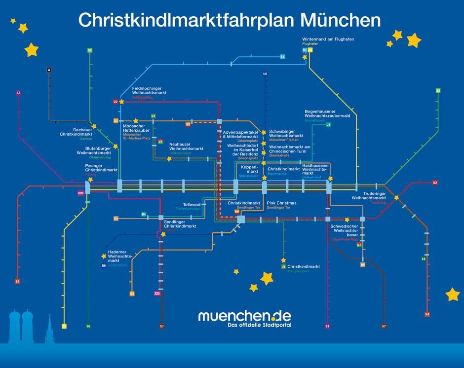 Mapa minhenu božić tržišta