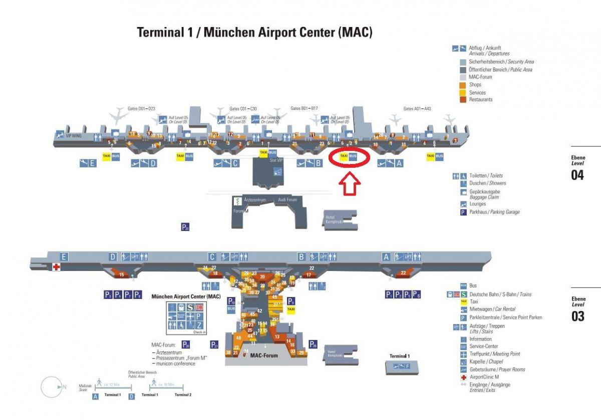 Mapa minhenu aerodrom terminal 1