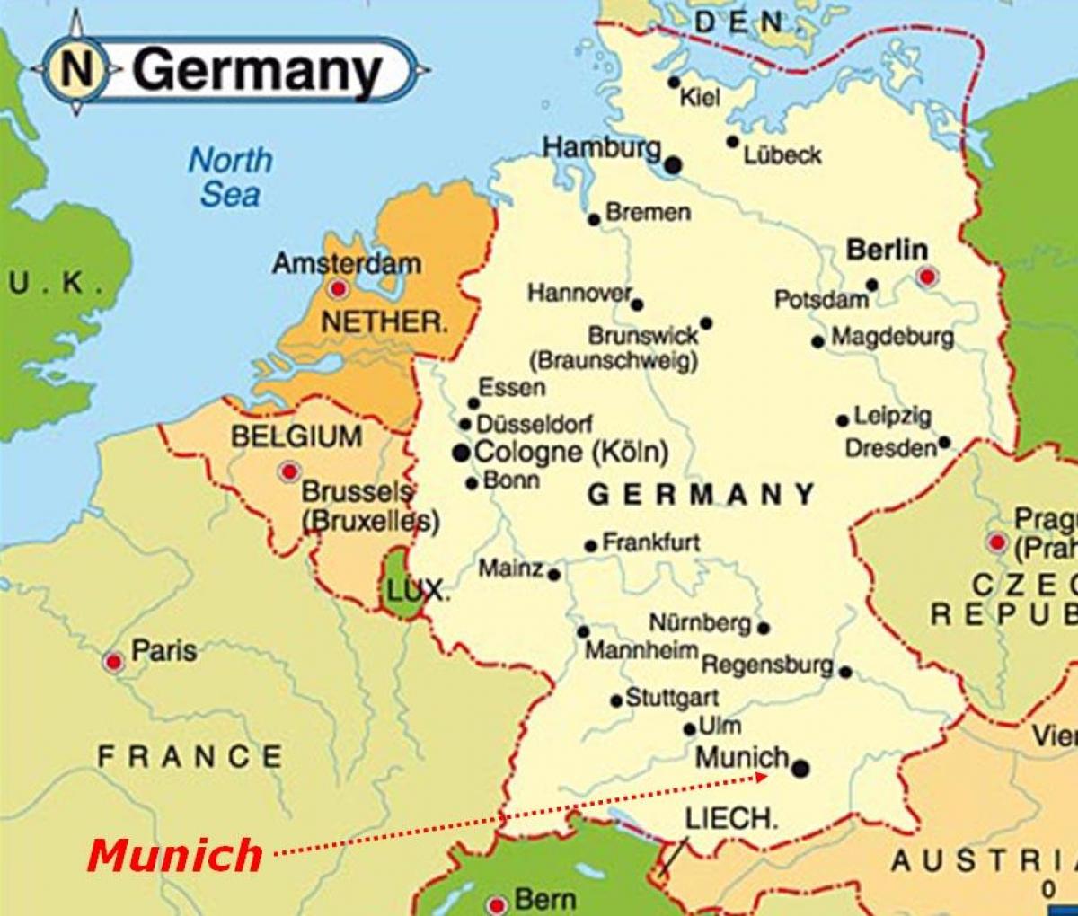 Minhenu Kartu Europe Mapu Za Minhen Evropi Bavarske Nemačka
